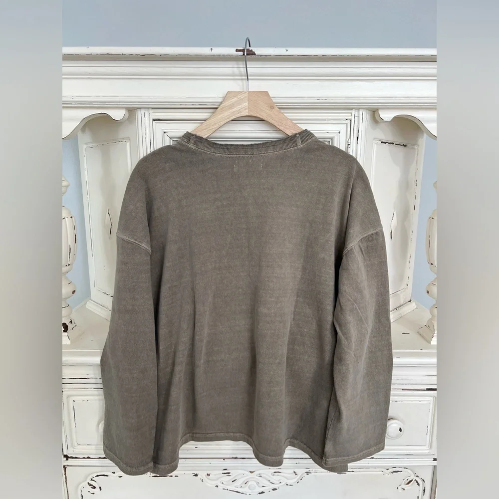 Madewell Wide Long Sleeve Grey/Taupe Top • Size S • NWT - Picture 2 of 6